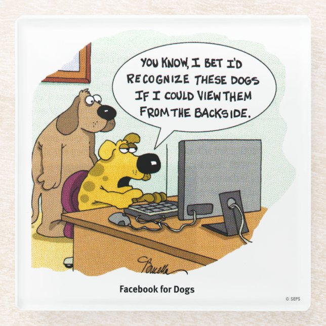Facebook for Dogs Glass Coaster (Front)