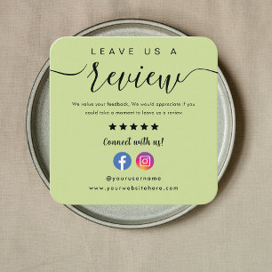 Facebook Instagram Leave Us A Review Lime Green Square Business Card