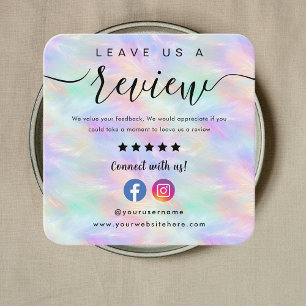 Facebook Instagram Leave Us A Review Stylish Opal Square Business Card