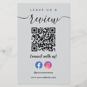 Facebook Instagram Qr Code Leave Us A Review Grey Flyer