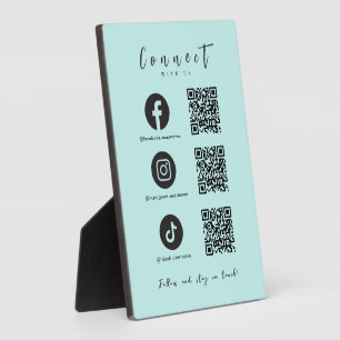 Facebook Instagram Tiktok QR Code Baby Blue Plaque