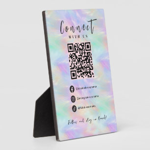 Facebook Instagram Tiktok QR Code Iridescent Opal Plaque