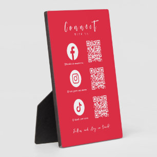 Facebook Instagram Tiktok QR Code Modern Red Plaque
