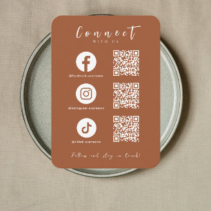 Facebook Instagram Tiktok QR Code Terracotta Business Card