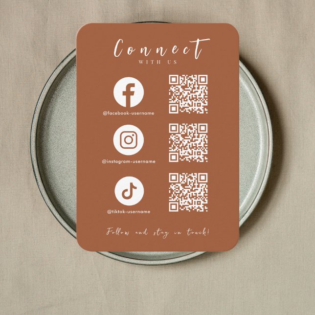 Facebook Instagram Tiktok QR Code Terracotta Business Card (Creator Uploaded)
