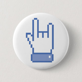 facebook like ROCK peace hand sign pixel graphic 6 Cm Round Badge