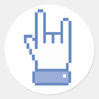 facebook like ROCK peace hand sign pixel graphic Classic Round Sticker