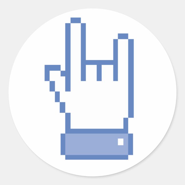 facebook like ROCK peace hand sign pixel graphic Classic Round Sticker (Front)