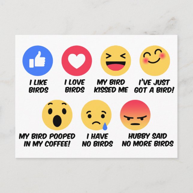 Facebook reaction bird lovers postcard (Front)
