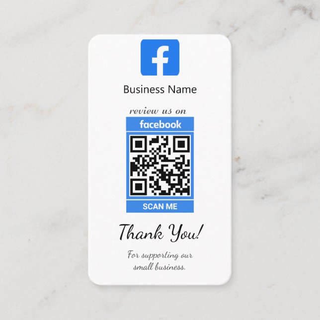 Facebook Review Business Card Template W/ QR Code (Front)