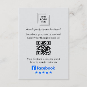 Facebook Review QR Customer Feedback Insert Card