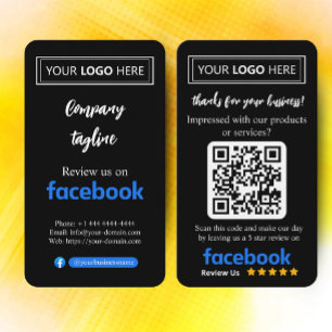 Facebook Review Request Card with Logo and QR Code