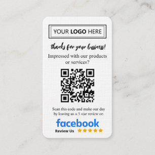 Facebook Review Request Card with Logo and QR Code