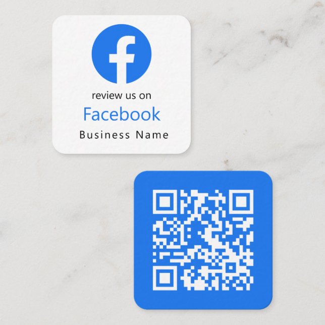 Facebook Reviews | Business QR Code Minimal White  Square Business Card (Front/Back)