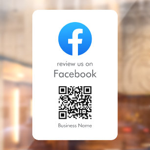 Facebook Reviews   Business QR Code Minimal White Window Cling