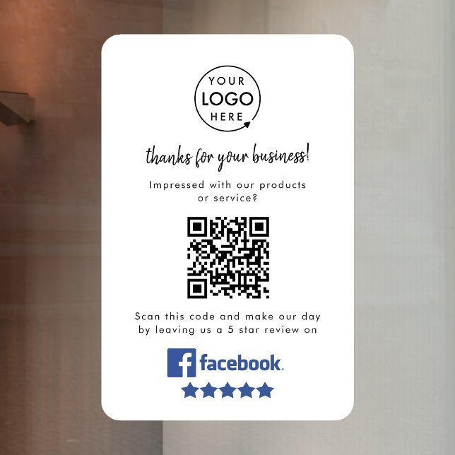 Facebook Reviews | Business QR Code Minimal White Window Cling (Creator Uploaded)