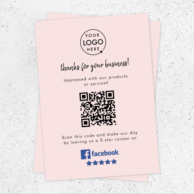 Facebook Reviews | Business Rating Request Pink QR Enclosure Card (Creator Uploaded)