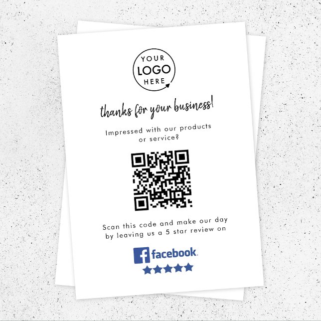 Facebook Reviews | Business Review Link QR Code Enclosure Card (Creator Uploaded)