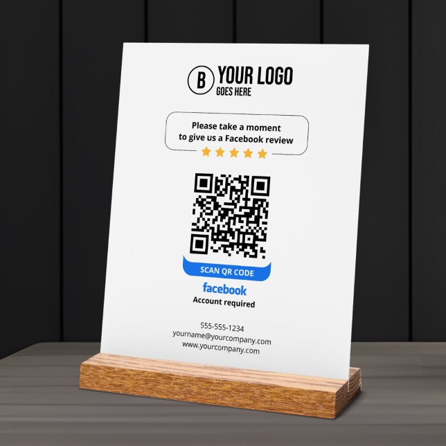 Facebook Reviews QR Code Rate My Business 5 Star Acrylic Sign (Creator Uploaded)