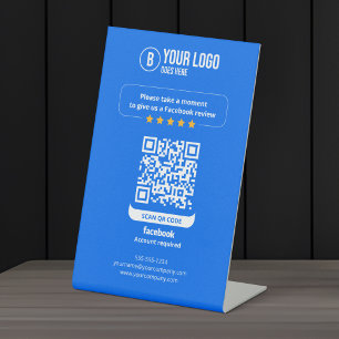 Facebook Reviews QR Code Rate My Business 5 Star Pedestal Sign