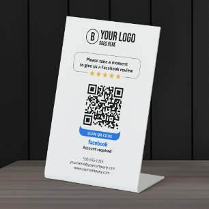 Facebook Reviews QR Code Rate My Business 5 Star Pedestal Sign