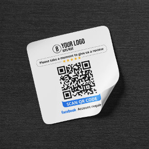 Facebook Reviews QR Code Rate My Business 5 Star Square Sticker