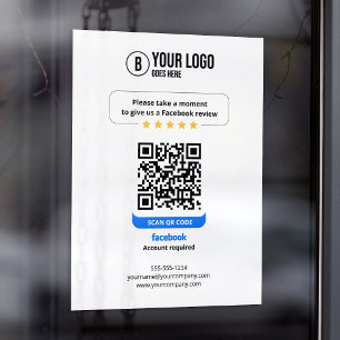 Facebook Reviews QR Code Rate My Business 5 Star Window Cling