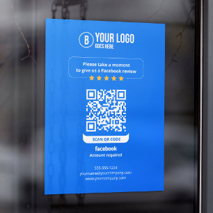 Facebook Reviews QR Code Rate My Business 5 Star Window Cling