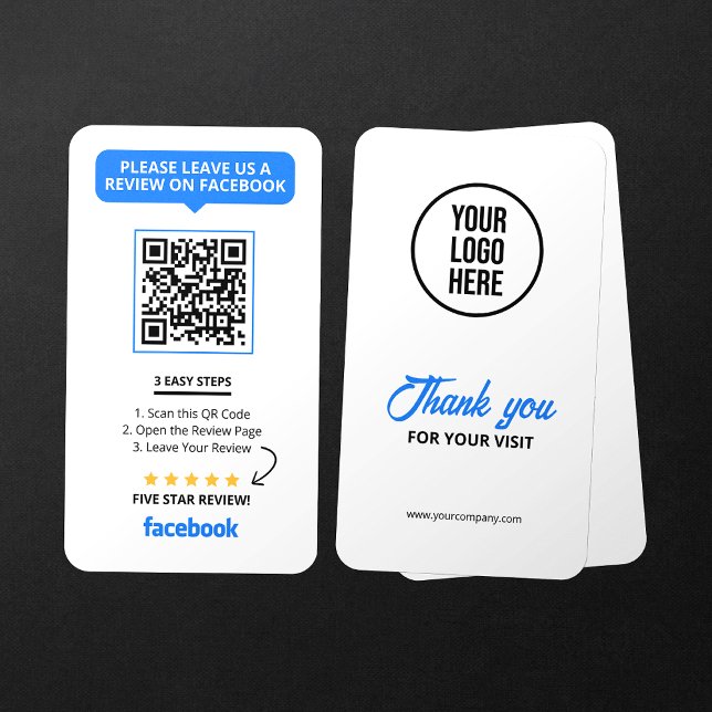 Facebook Reviews Rate My Business 5 Star QR Code Business Card (Creator Uploaded)