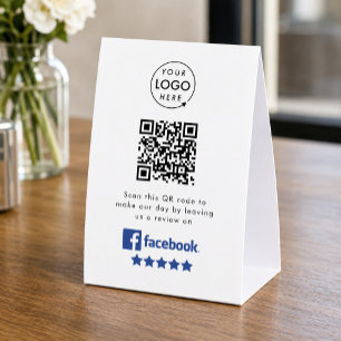 Facebook Reviews Tabletop Sign   QR Table Tent