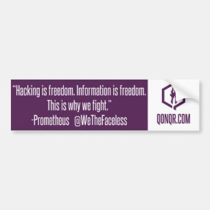 Faceless Hacking is Freedom Bumper Sticker