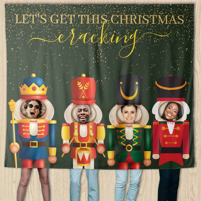 Faceless Nutcracker Green Christmas Photo Backdrop Tapestry (Creator Uploaded)