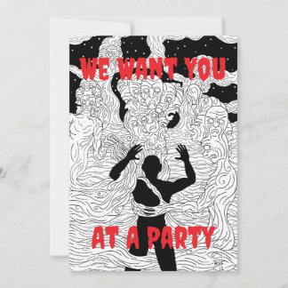 Faces And Figures In The Mist Weird Horror Art Invitation
