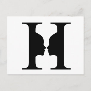 Faces in alphabet to create a form in between postcard