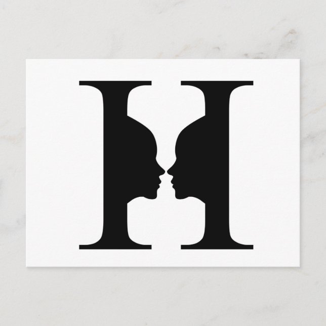 Faces in alphabet to create a form in between postcard (Front)