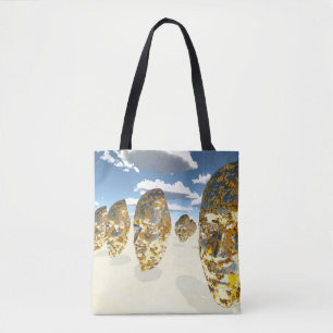 Faces in Surreal Scene Tote Bag