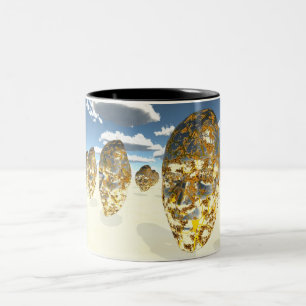Faces in Surreal Scene Two-Tone Coffee Mug