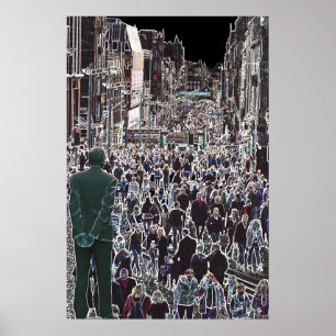 Faces in the Crowd Glasgow Scotland Poster