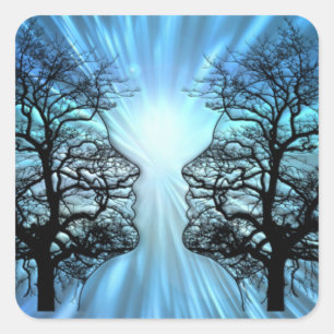 Faces in Trees Look Like Brain Nerves Square Sticker