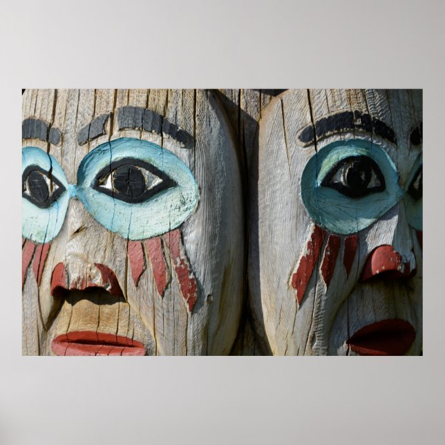 Faces Of A Totem Pole, Alaska Poster (Front)