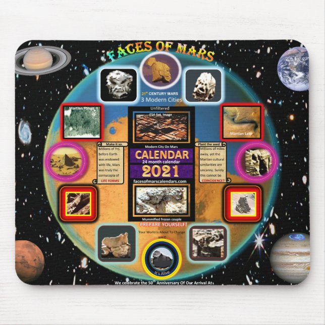 faces of mars mouse mat (Front)