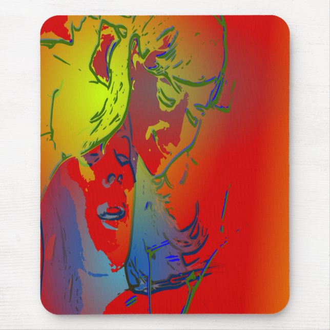 faces of people and animals cool abstract image mouse mat (Front)