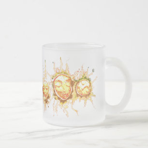 Faces of the Sun Frosted Glass Coffee Mug
