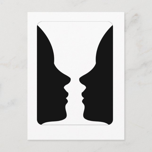 Faces or vase- illusion of two faces like a vase postcard (Front)