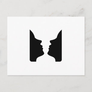 Faces or vase- illusion of two faces like a vase postcard