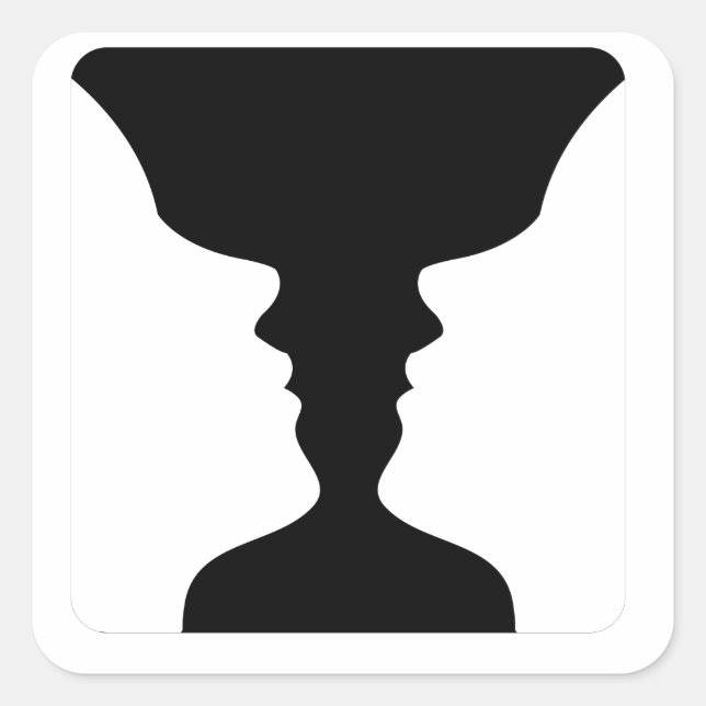 Faces or vase- illusion of two faces like a vase square sticker (Front)