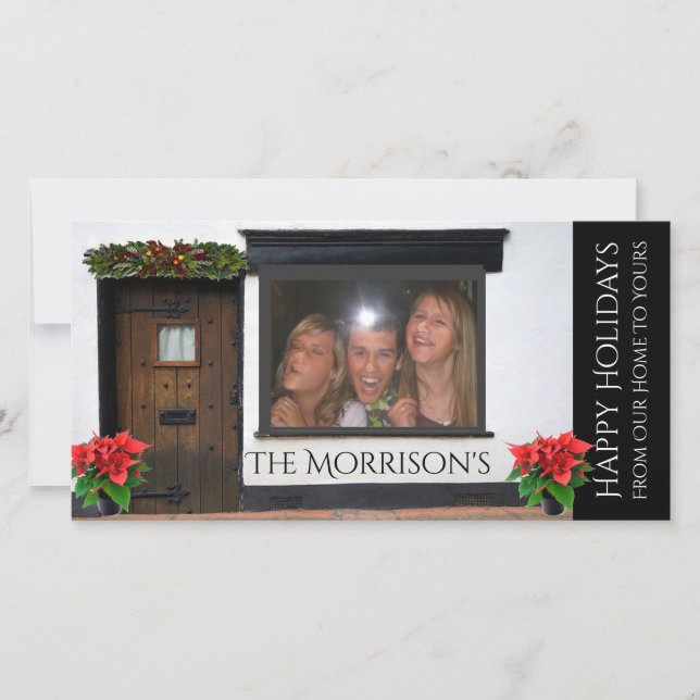 Faces Pressed Against Glass Christmas Holiday Card (Front)