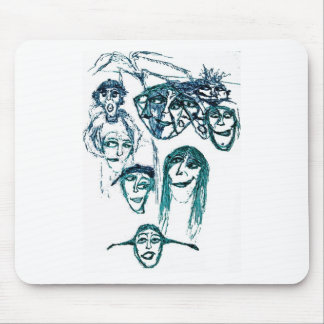 faces print white mouse mat