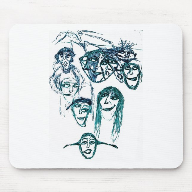 faces print white mouse mat (Front)