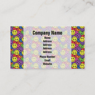 Faces Retro Hippy Pattern Business Card